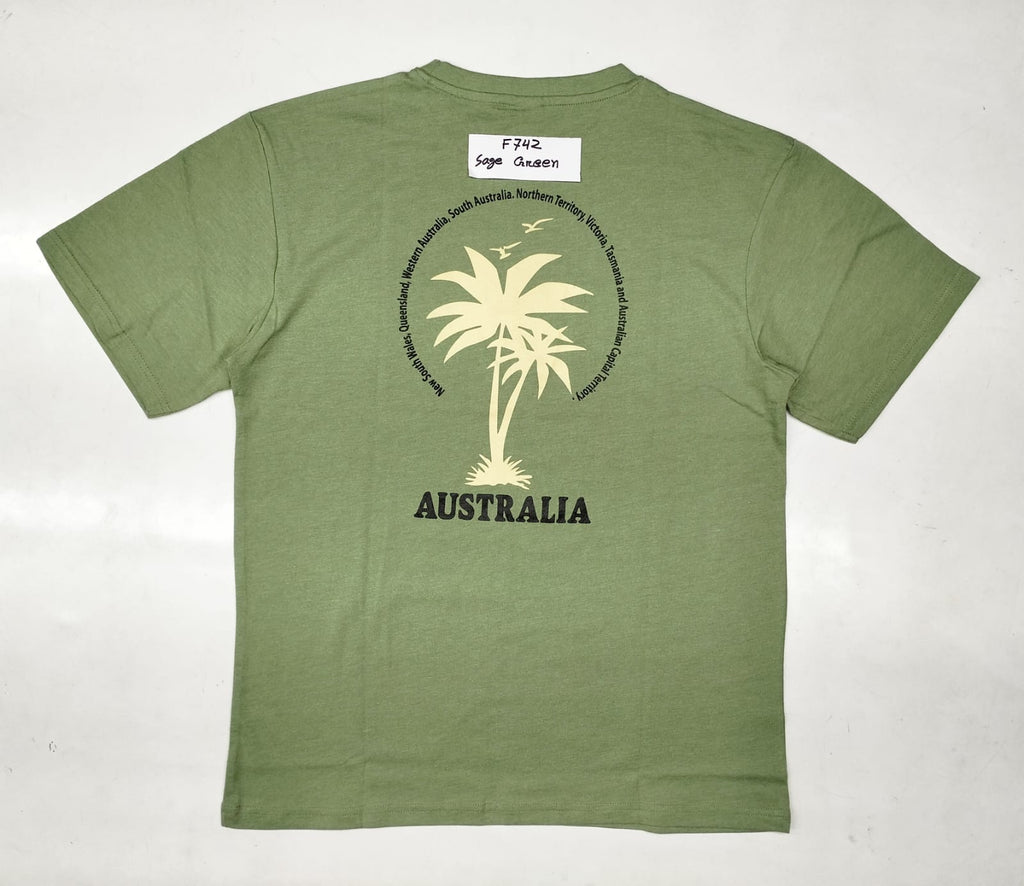 SAGE GREEN PALM TREE DOUBLE PRINT